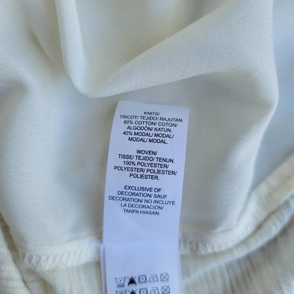 NWT Lucky Brand Boho Embroidered Tank Top Black Cream Sleeveless Cotton Modal XL - Picture 11 of 13